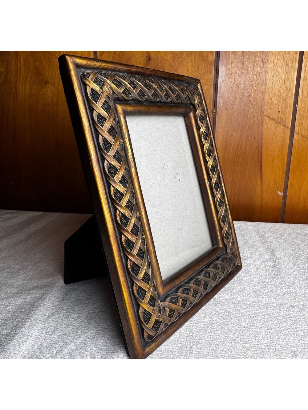 Vintage Bronze Black Braided Picture Frame Holds 4x6 Photo Tabletop Decor - Picture 3 of 6